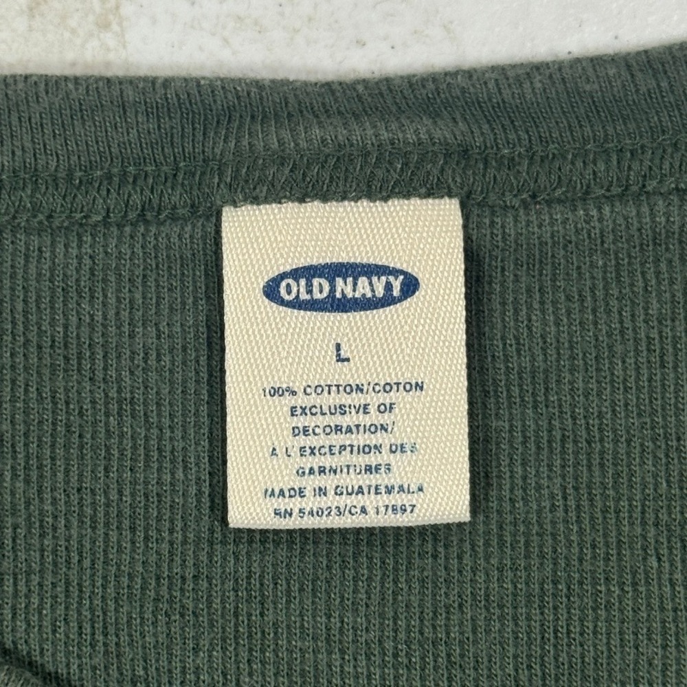 Vintage Y2K Old Navy L/S Thermal Shirt Mens L Green Logo Skate Grunge Streetwear - Picture 6 of 9